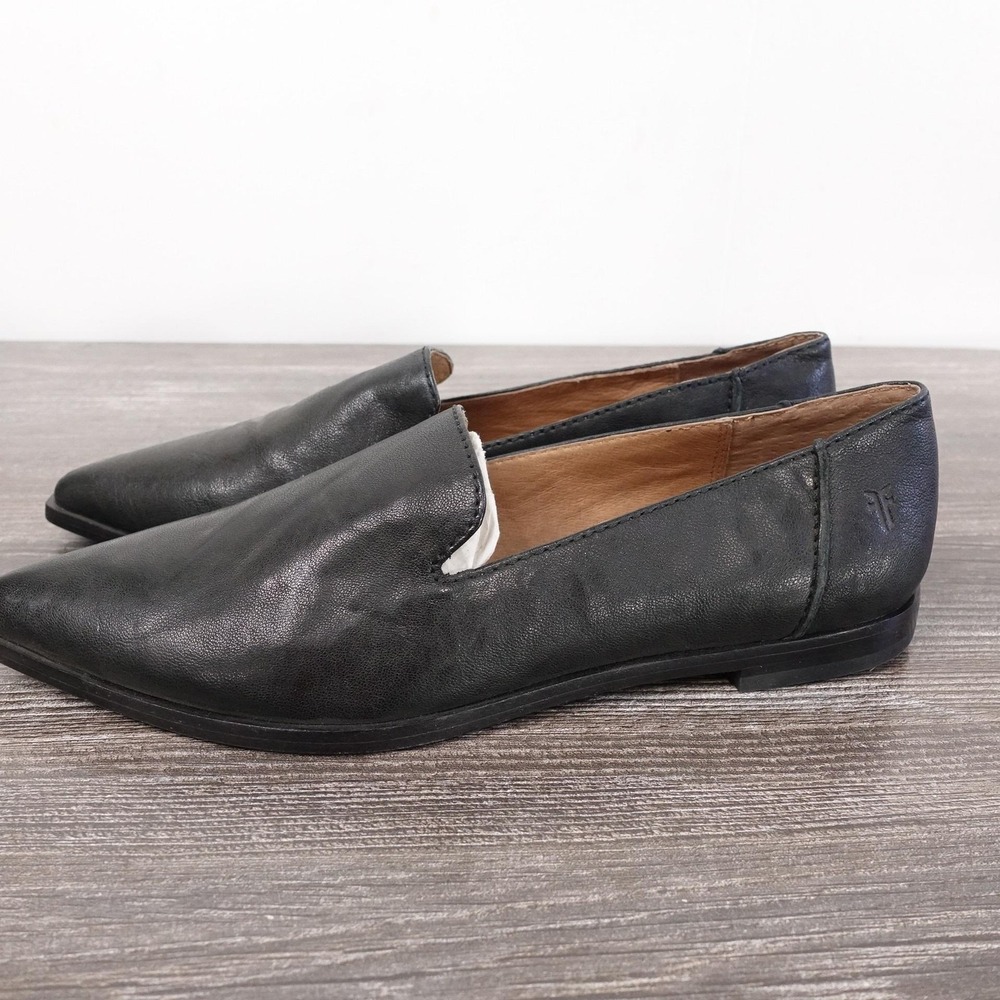Frye Shoes Womens Size 6 Black Kenzie Venetian Loafer Slip On Leather Flats - Picture 2 of 10
